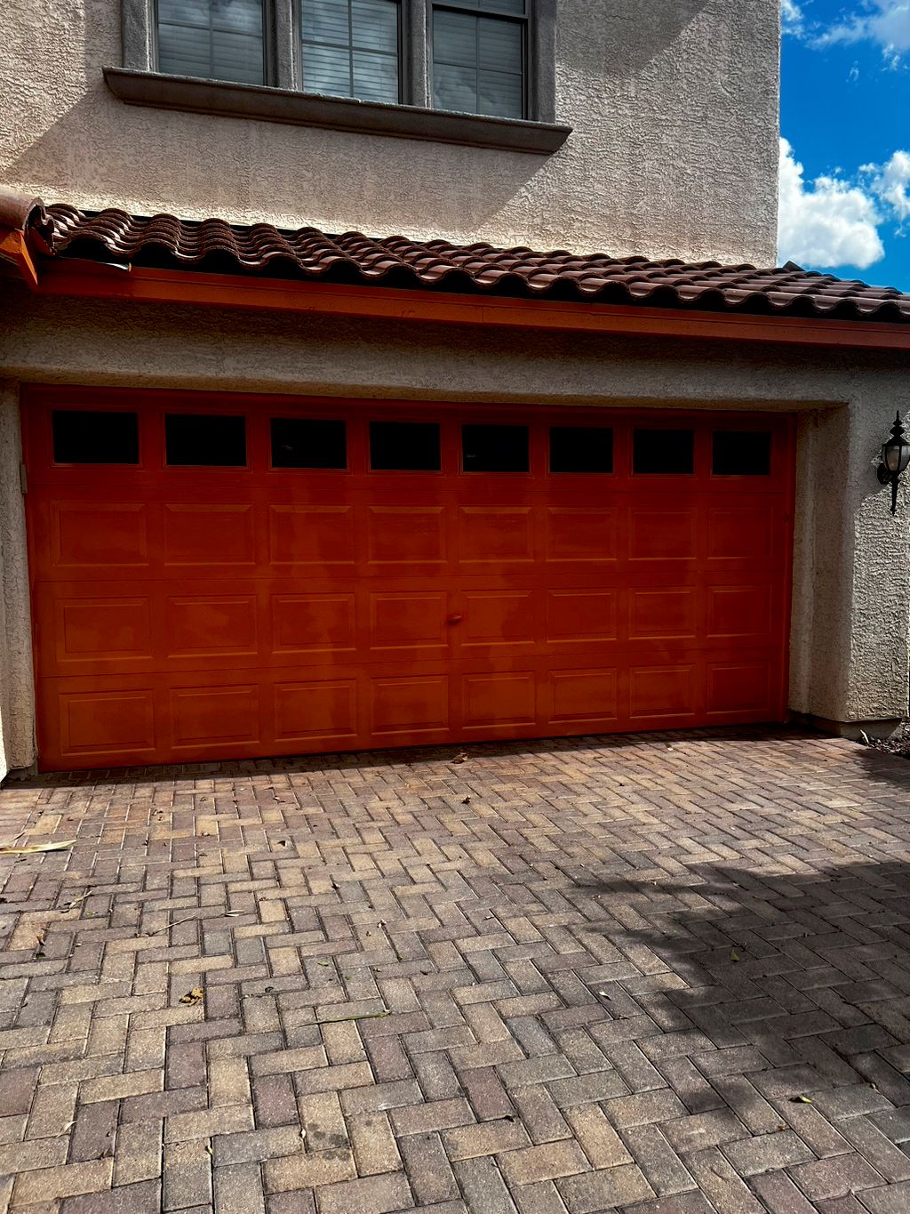 Repainted garage door and trim